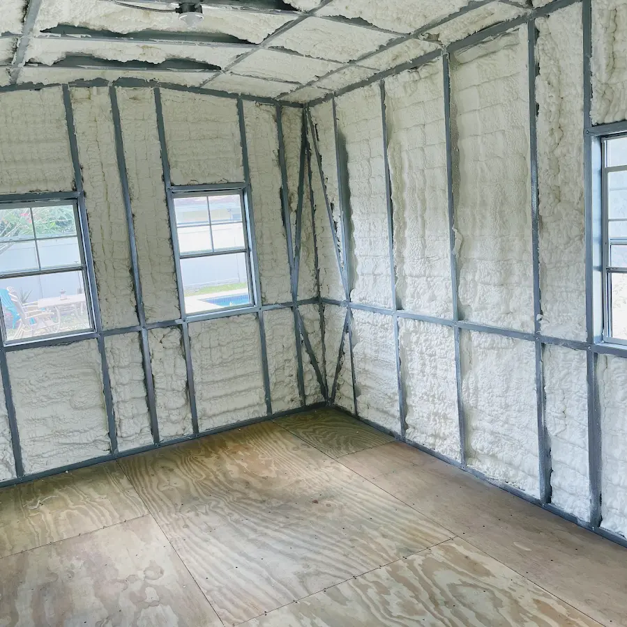 Closed-cell spray foam insulation applied to wall cavities in a residential project in Lawrenceburg